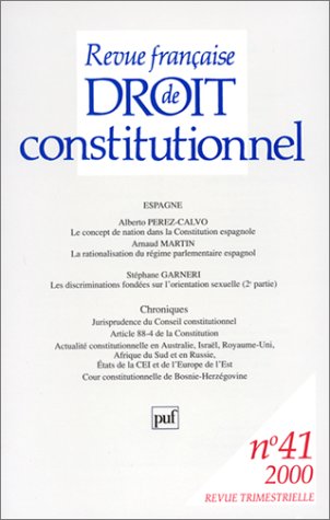 Revue française de droit constitutionnel, n° 41. Espagne book