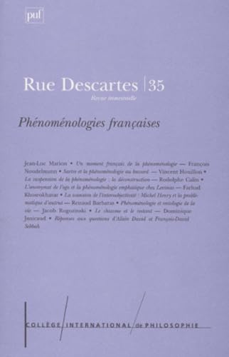 Rue Descartes N°35 Mars 2002 : Phénoménologies françaises book