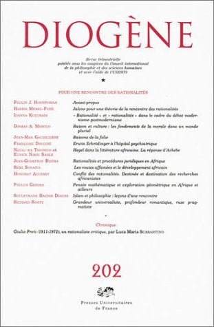 Diogène 2003, numéro 202 : Pour une rencontre des rationalités book