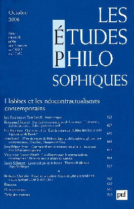 Etudes philosophiques (Les), n° 4 (2006). Hobbes et les néocontractualismes contemporains book