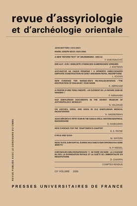 Revue d'assyriologie et d'archéologie orientale, n° 102 book