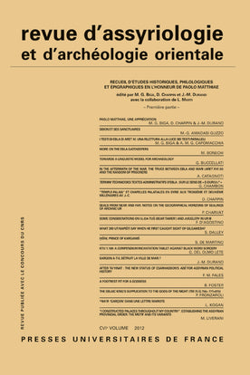 Revue d'assyriologie et d'archéologie orientale, n° 106. Recueil d'études historiques, philologiques et épigraphiques en l'honneur de Paolo Matthiae : première partie book