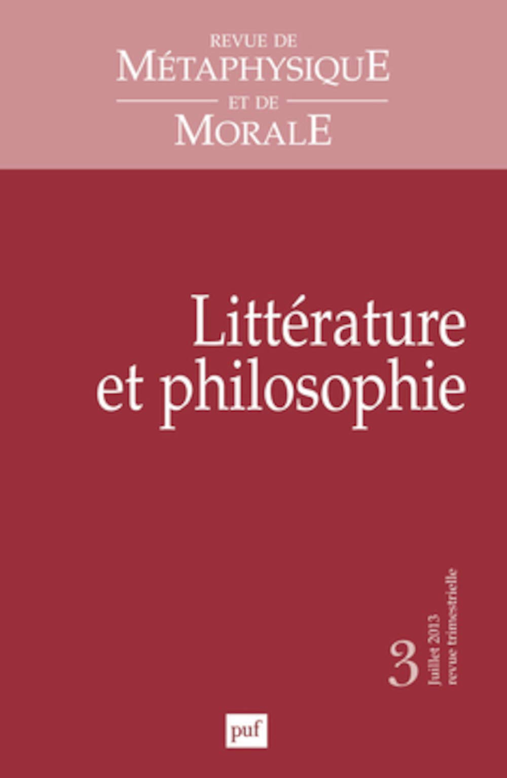 RMM 2013, n° 3: Littérature et philosophie book