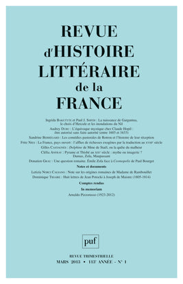Revue d'histoire littéraire de la France, n° 1 (2013) Books