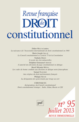 Revue française de droit constitutionnel, n° 95 Law