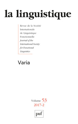 Linguistique (La), n° 2 (2017). Varia book