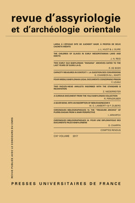 Revue d'assyriologie et d'archéologie orientale, n° 111 book