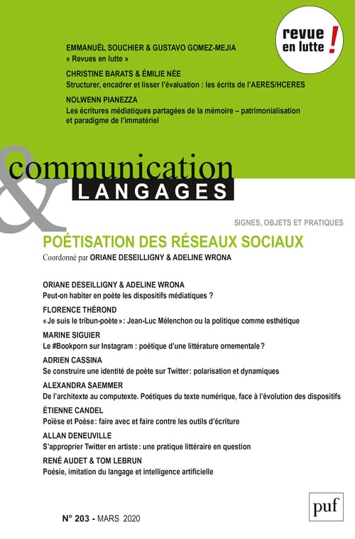 Communication et langages, 2020-1 (n° 203): Poétisation des réseaux sociaux book
