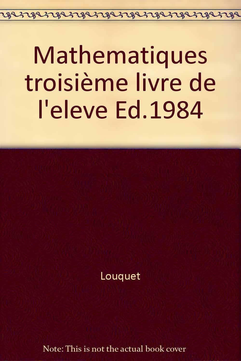Mathematiques troisième livre de l'eleve 010396 Books