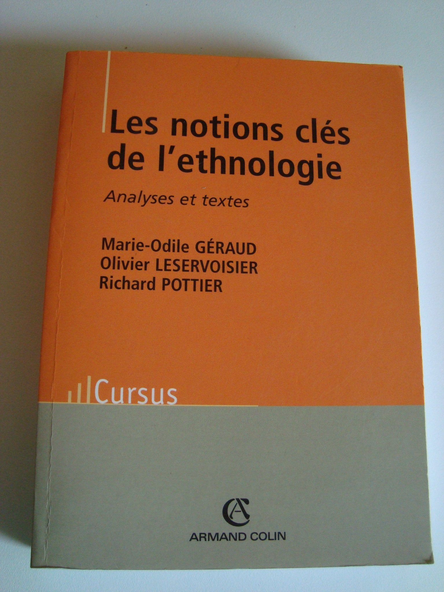Les Notions Cles De L'Ethnologie. Analyses Et Textes book