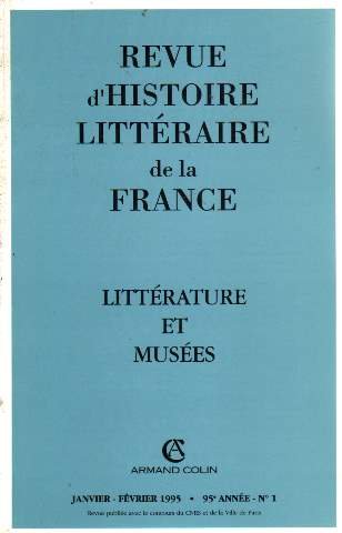 litterature et musees (revue d'histoire litteraire de la france n°1) book