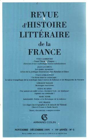 Revue d'histoire littéraire de la France, volume 95, numéro 6. Rabelais book