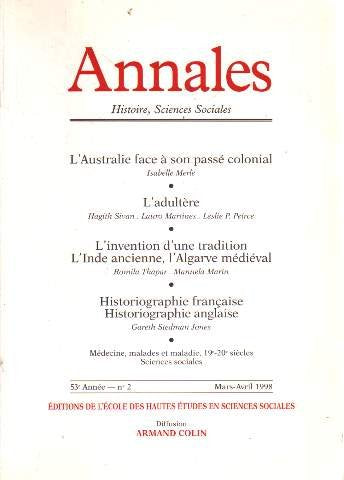 Annales 53e année n°2 mars-avril 1998 book