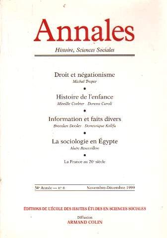 Annales 54e année n°6 novembre-décembre 1999 Books