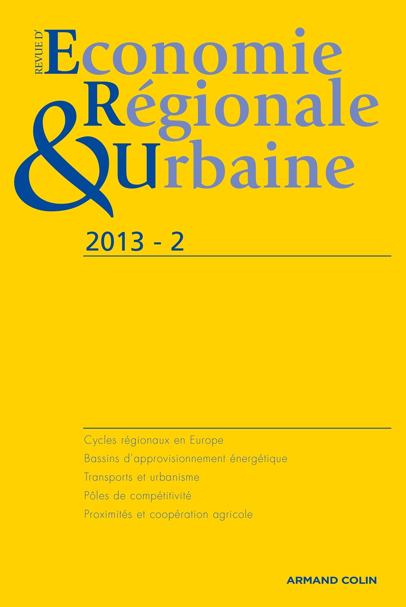 Revue d'économie régionale & urbaine (2/2013): Varia book