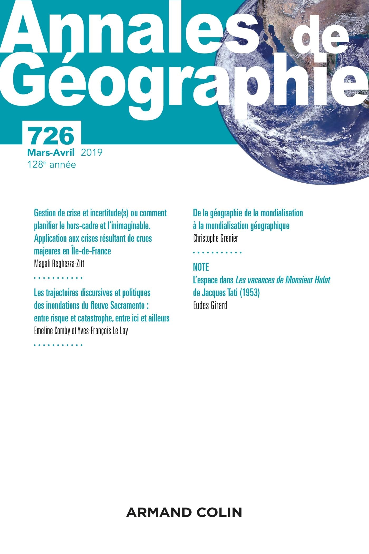 Annales de géographie - N°726 2 2019 Varia: N°726 2 2019 Varia book