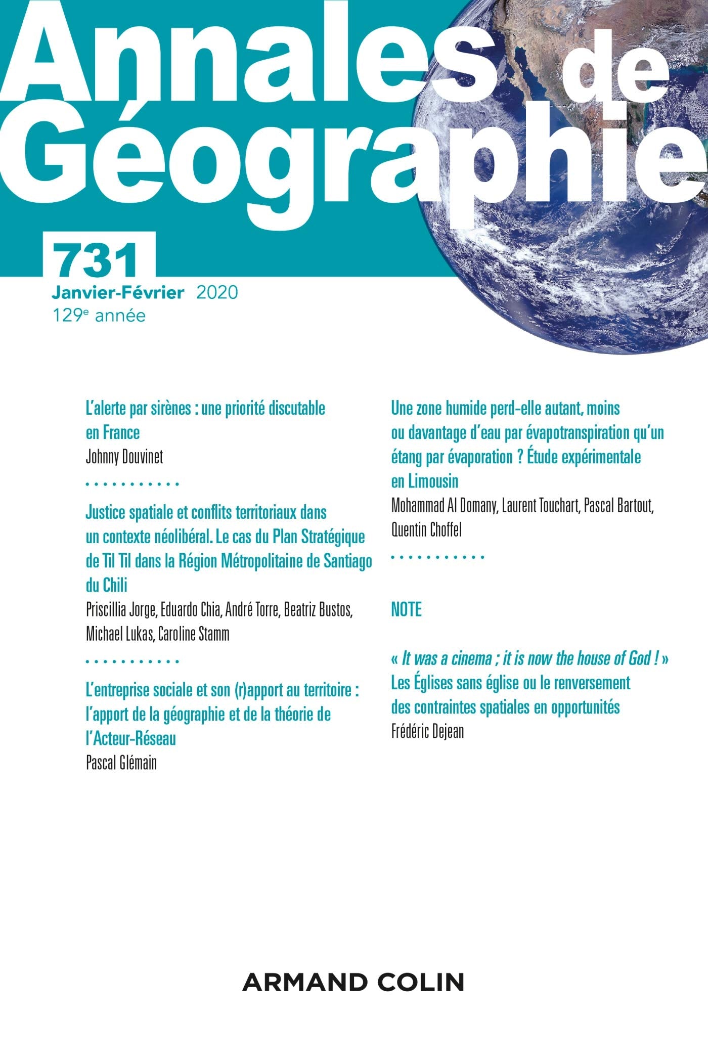 Annales de géographie - N° 731 1/2020 Varia Geology & Geography