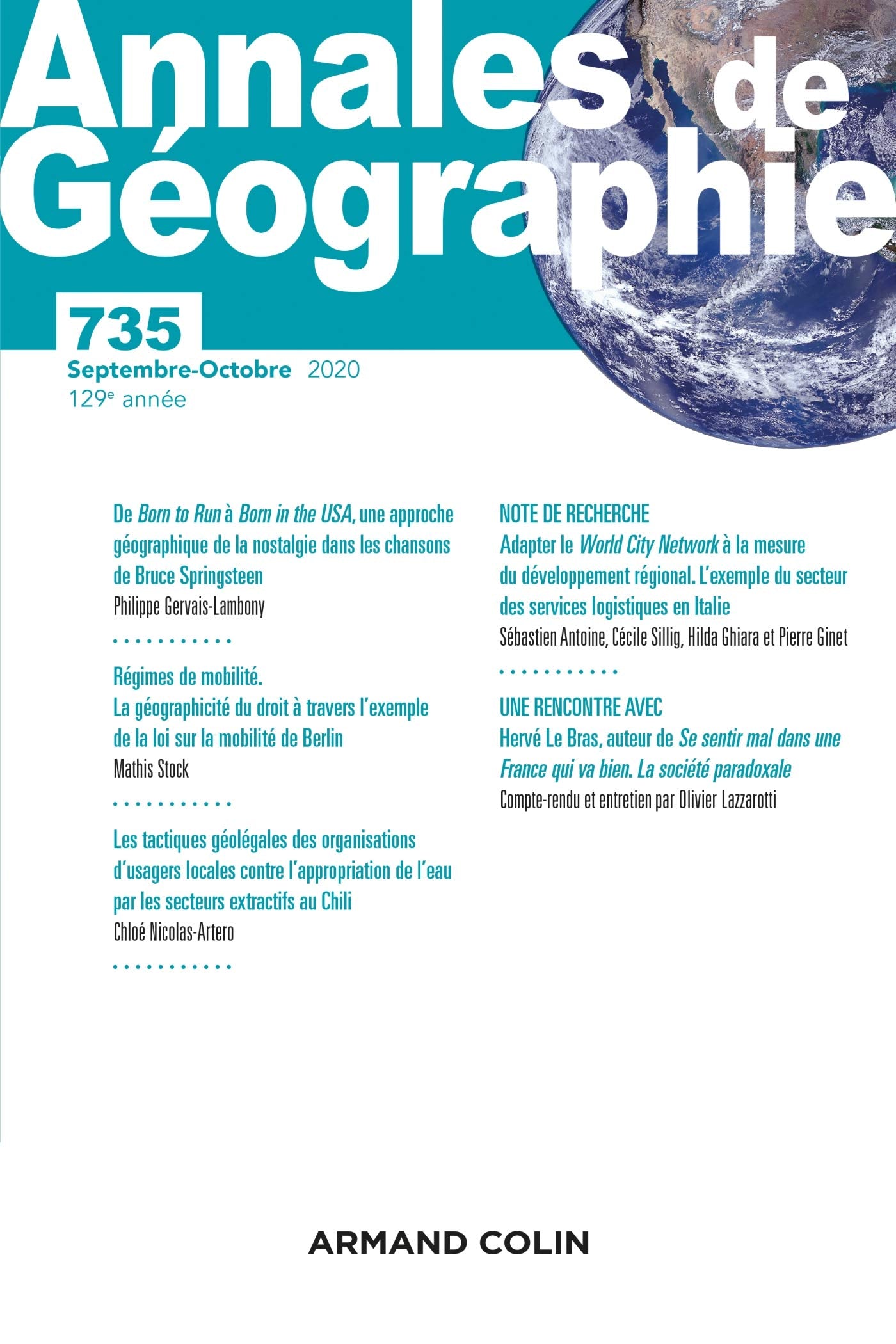 Annales de géographie: N° 735 5/2020 book