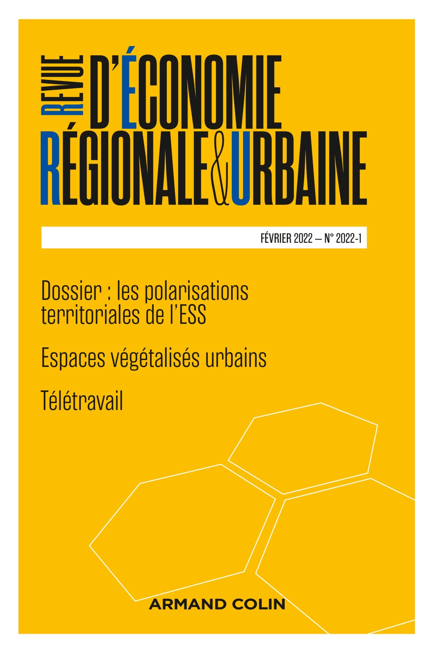 Revue d'économie régionale et urbaine Nº1/2022 Varia book