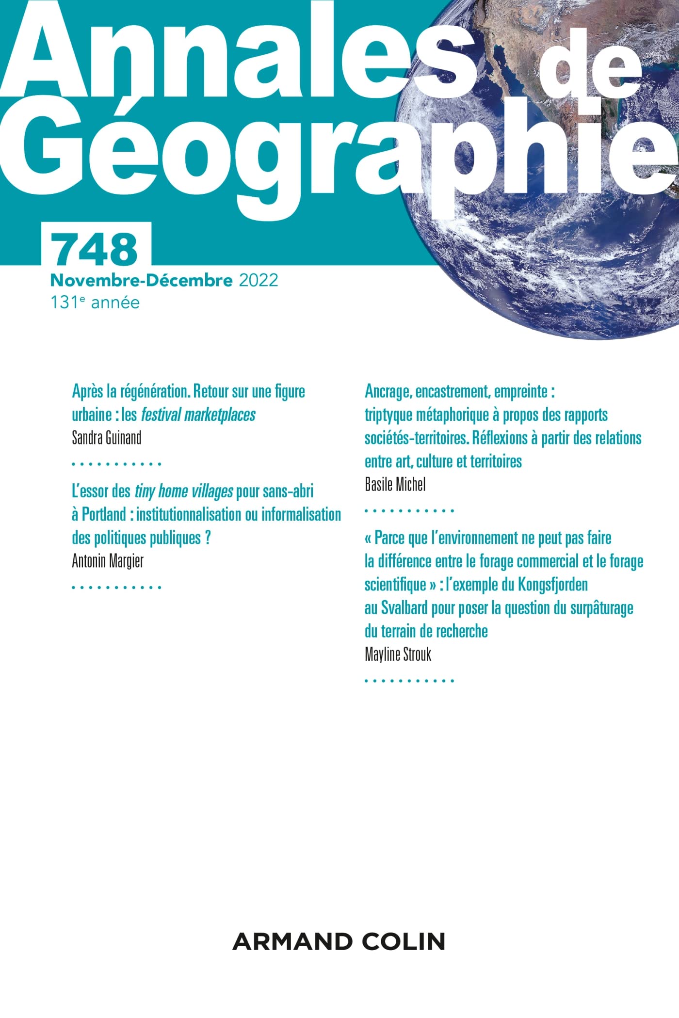 Annales de géographie - N° 748 6/2022 book