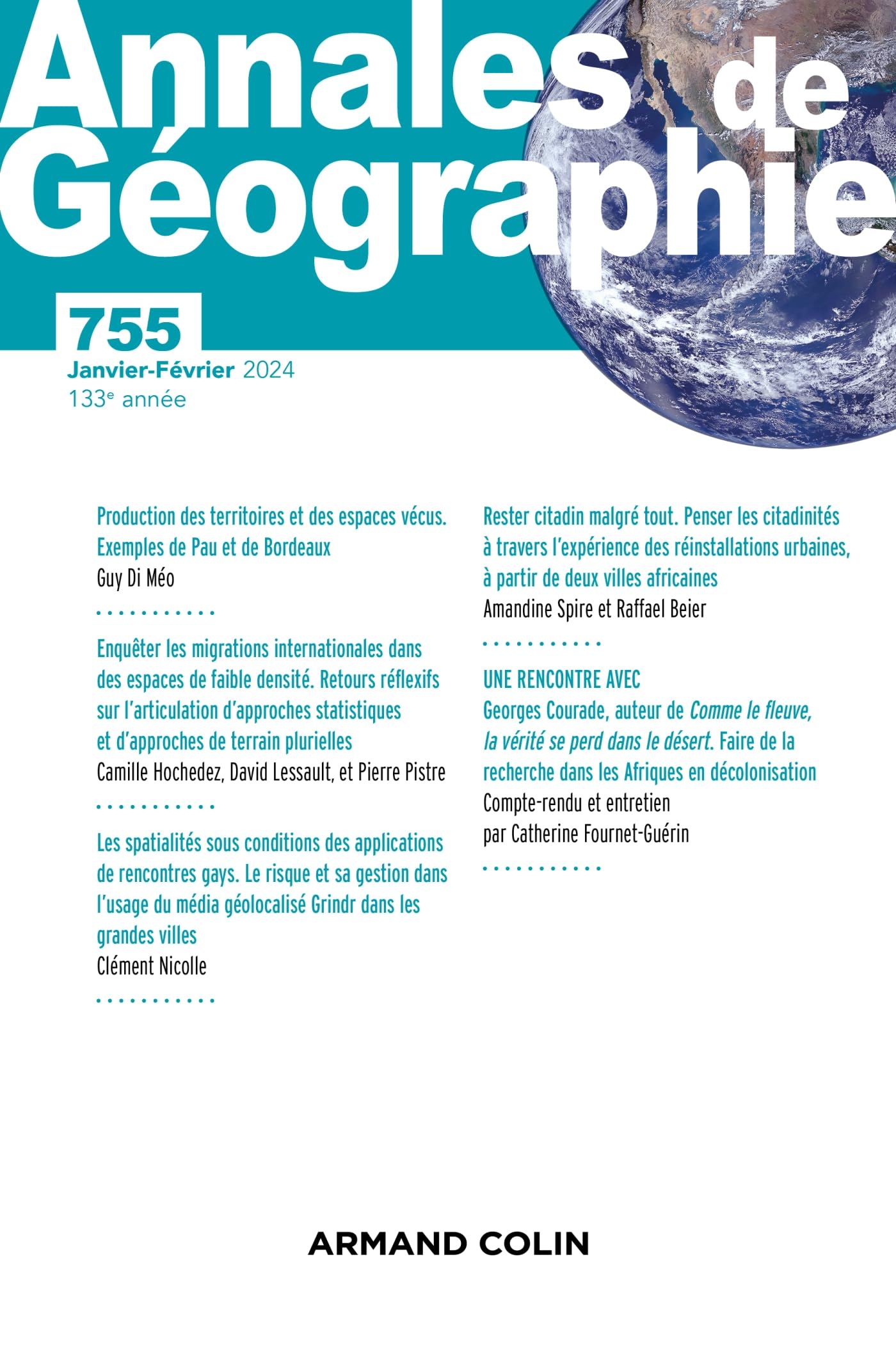 Annales de géographie - N°755 1/2024: Varia book