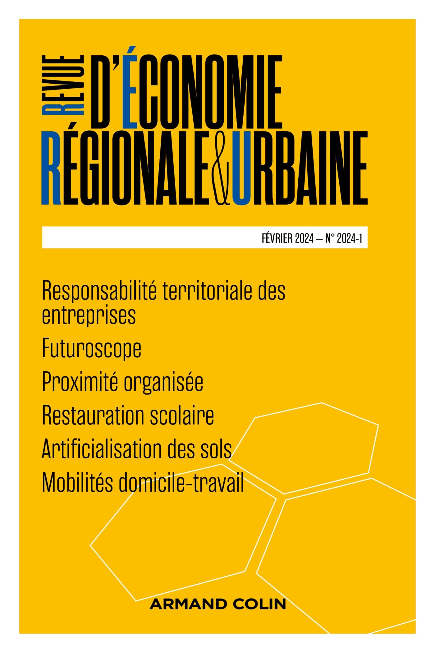 Revue d'économie régionale et urbaine Nº1/2024: Varia book