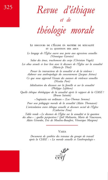Revue d'éthique et de théologie morale, n° 325. Le discours de l'Eglise en matière de sexualité et la question des abus book