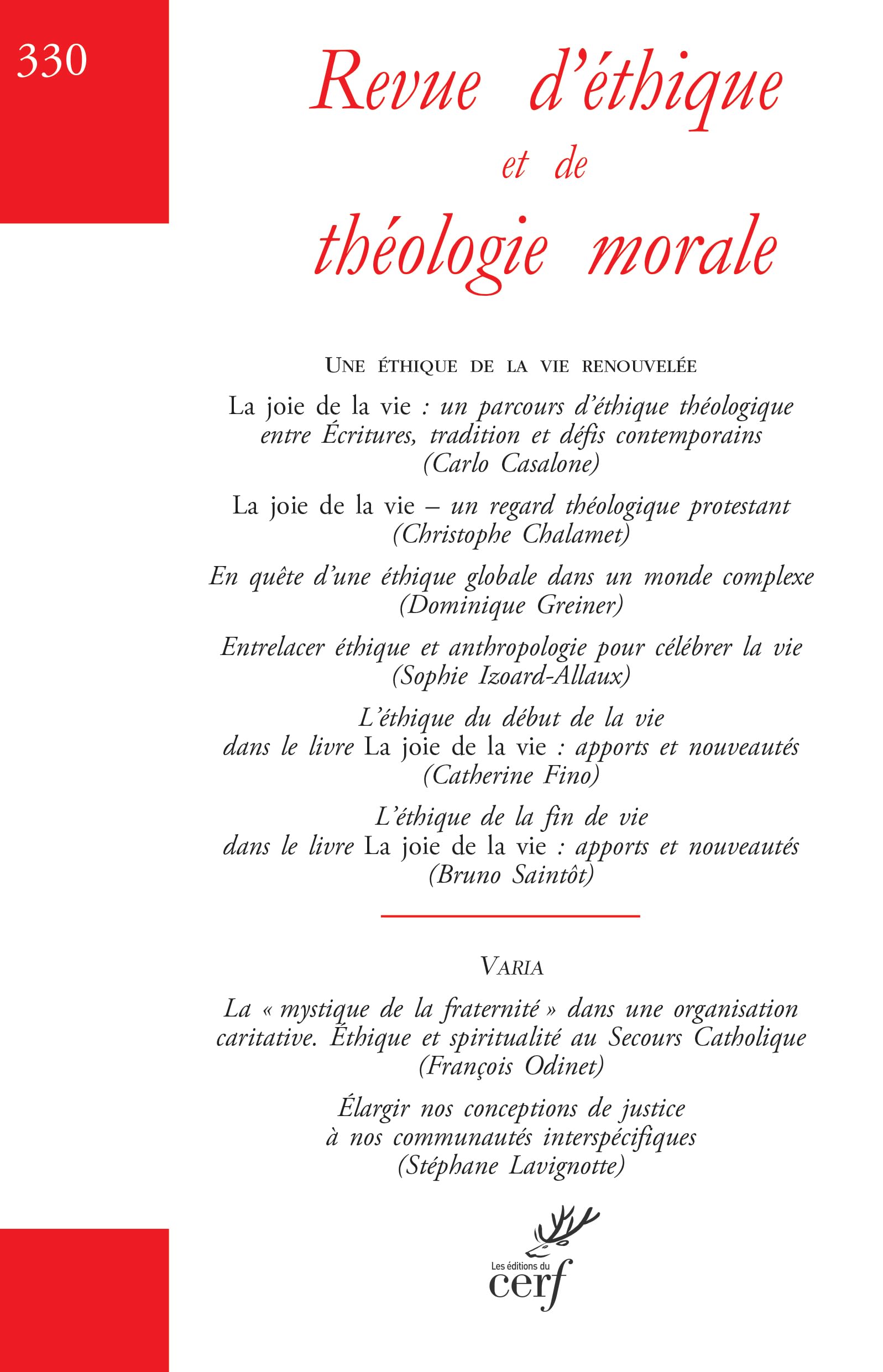 Revue d'éthique et de théologie morale 330 book