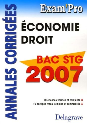 Economie Droit Bac STG: Annales corrigées book