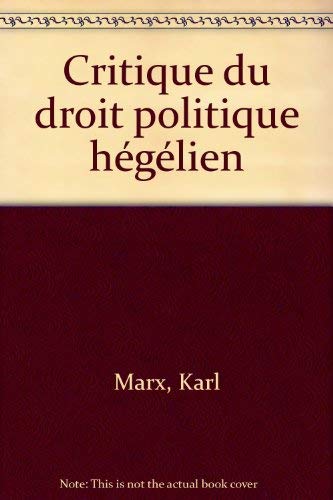 Critique du droit politique hégélien book
