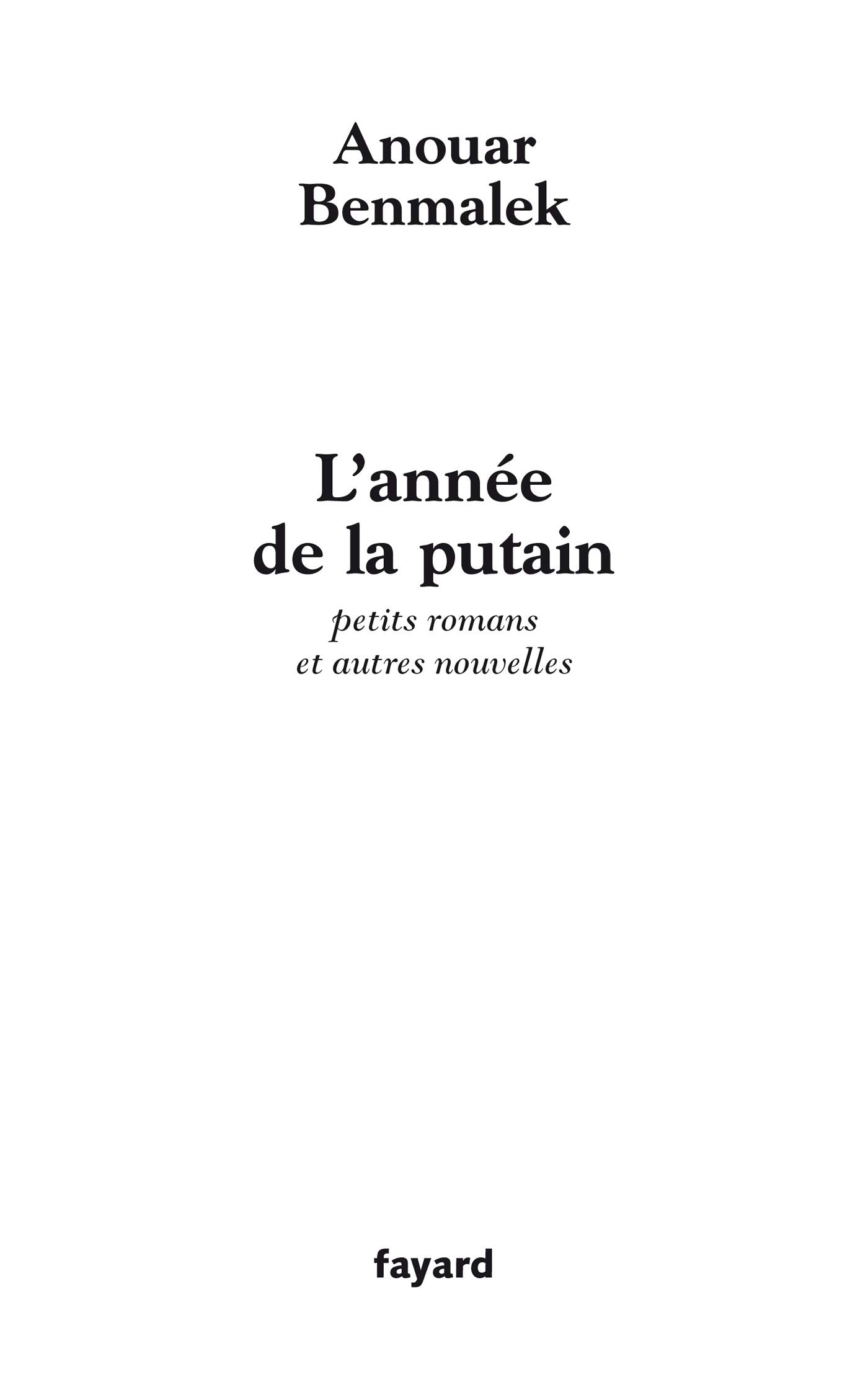 L'année de la putain: petits romans et autres nouvelles Contemporary literature