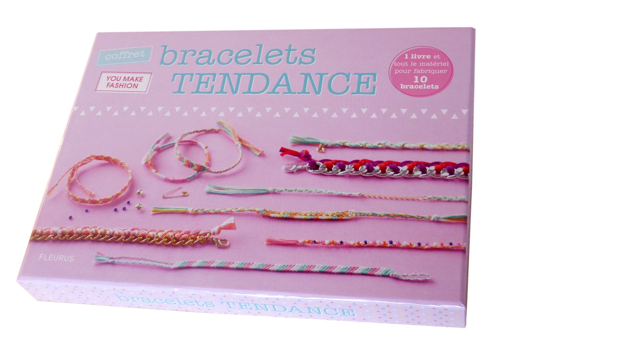 Coffret bracelets tendance: 1 livre et tout le matériel pour fabriquer 10 bracelets Books