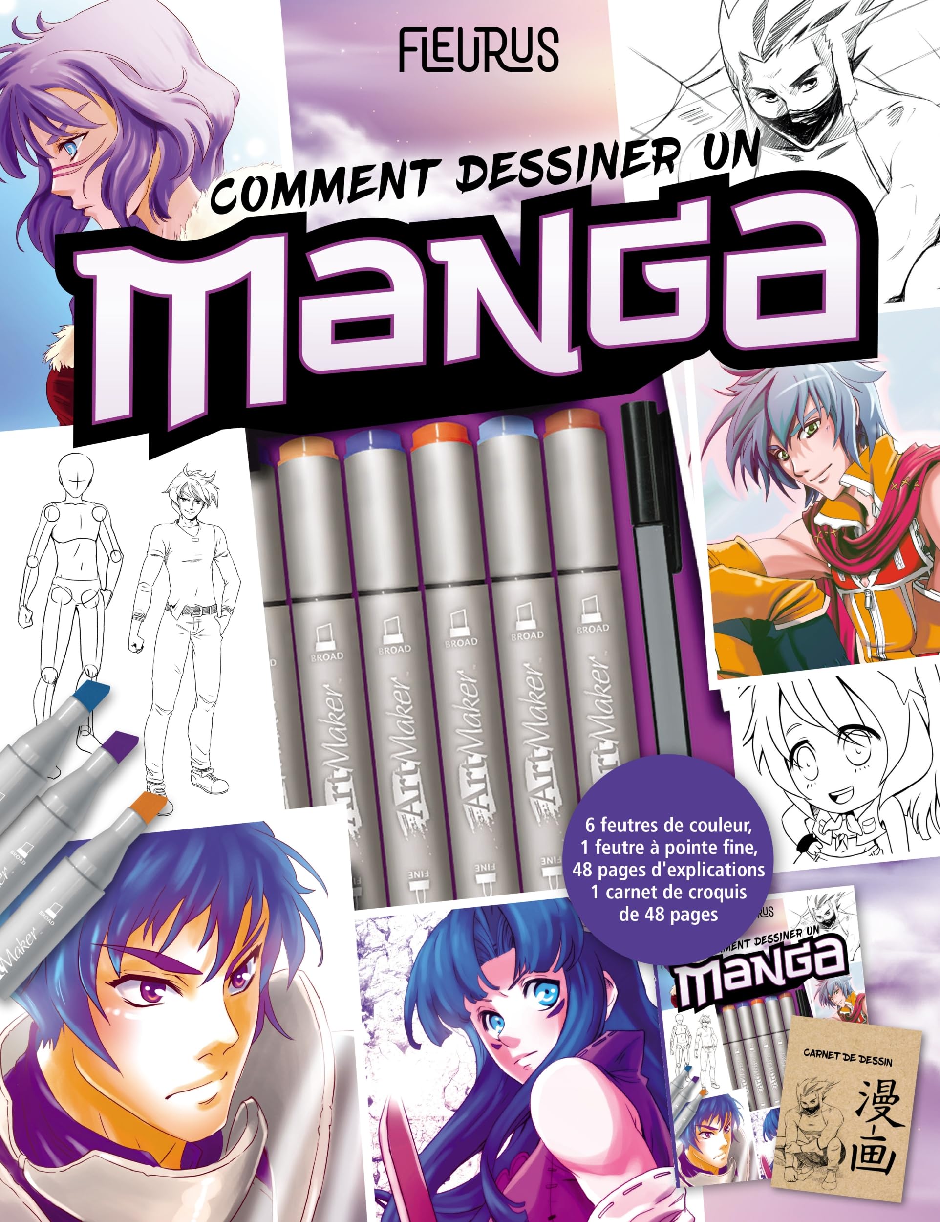 Comment dessiner un manga: Avec 6 feutres pro et 1 marqueur Non-fiction