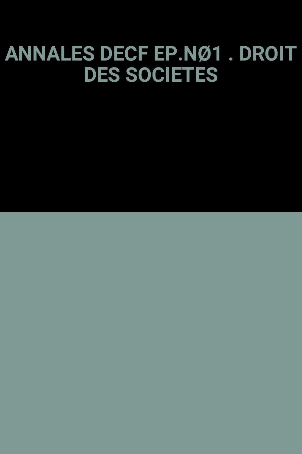 Annales Decf Ep.Nø1 : Droit Des Societes book