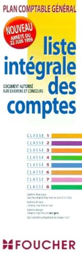 Liste Integrale Des Comptes. Plan Comptable General Juin 1999 Books