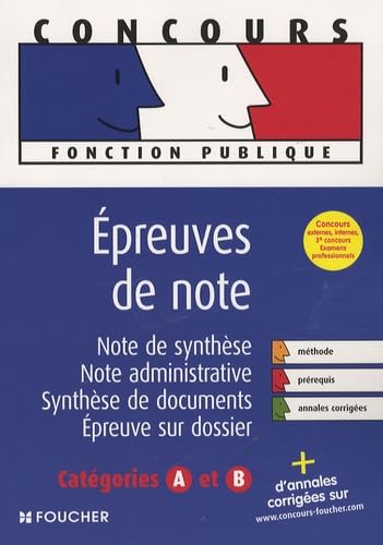 Concours Epreuves de note: Note de synthèse ; Note administrative ; Synthèse de documents ; Epreuve sur dossier book