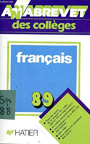Annabrevet.1989. brevet des collèges français / brevet / français book