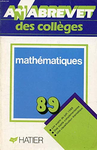 Annabrevet, brevet mathématiques, 1989 book