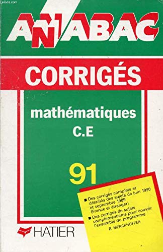 Annabac 1991, BAC Mathématiques C, E, corrigés book