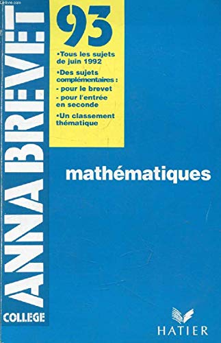 Annabrevet sujet 93 mathematiques 061397 book