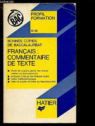 Bonnes copies de bac, français: commentaire de texte book