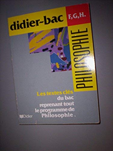 Philosophie F,G,H: Sujets-textes présentés et analysés book