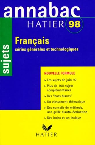 Francais 1ere Series Generales Et Technologiques. Sujets, Edition 1998 Books