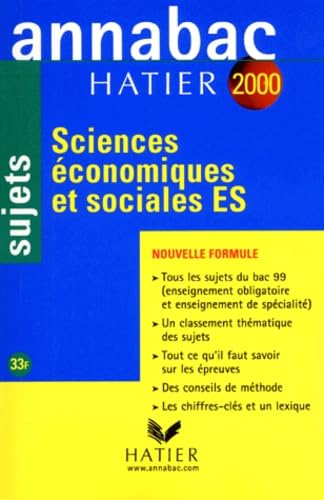 Annabac, sujets 2000 - sciences économiques et sociales ES book