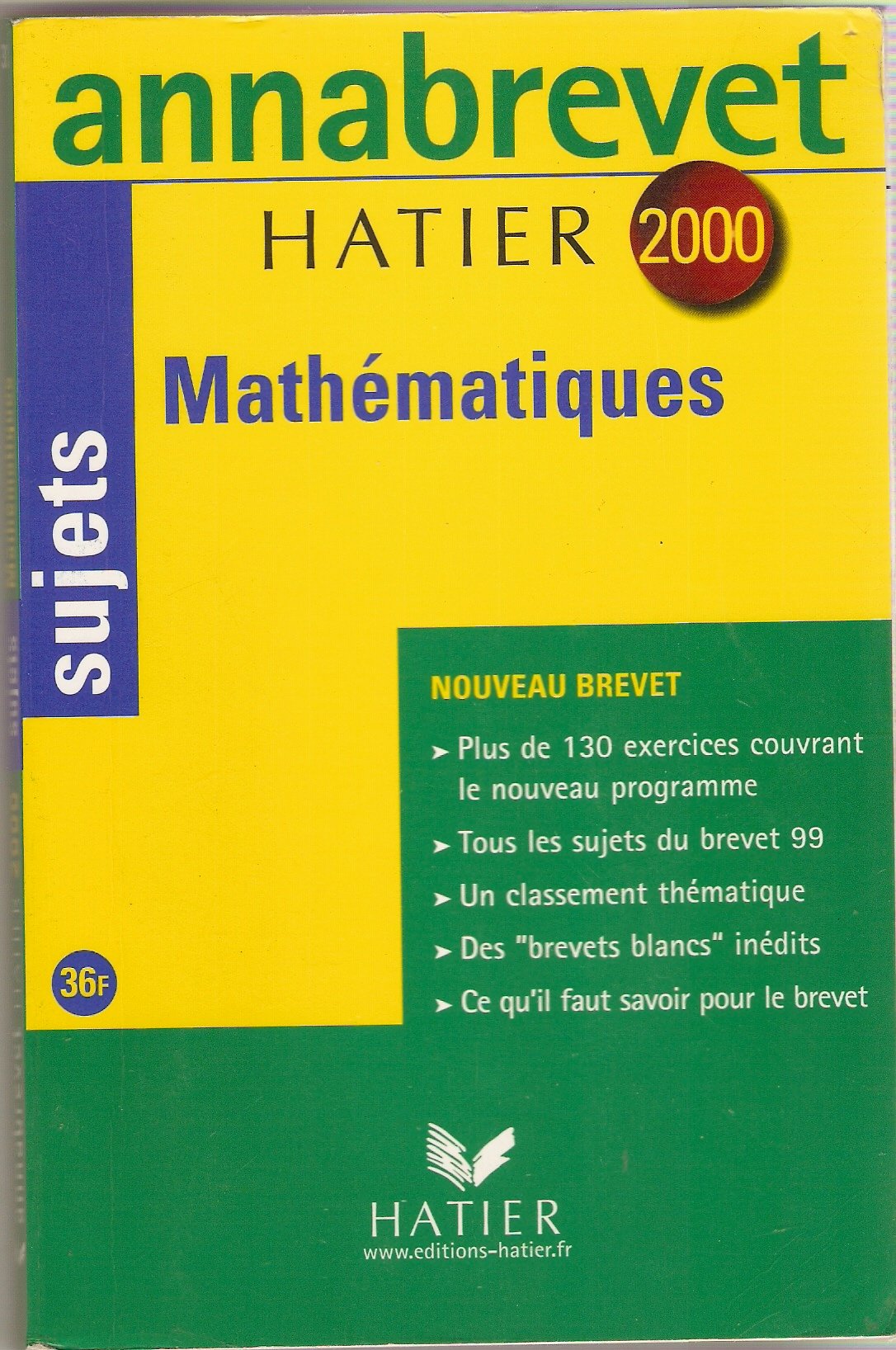 Annabrevet sujets 2000 - mathématiques book