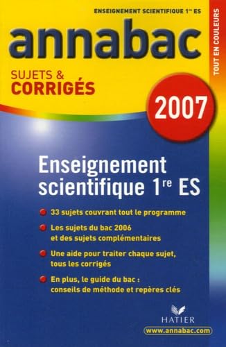 Enseignement scientifique 1e ES: Sujets et corrigés book