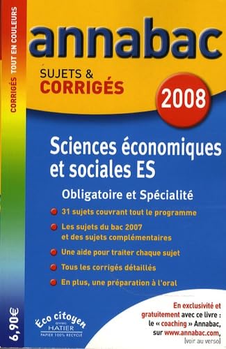 Sciences économiques et sociales ES: Sujets et corrigés book