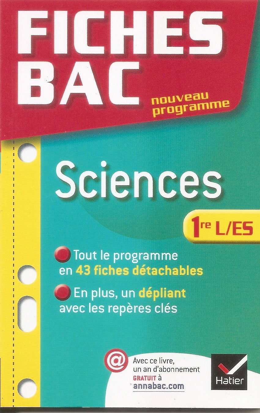 Fiches Bac sciences 1e ES/L book
