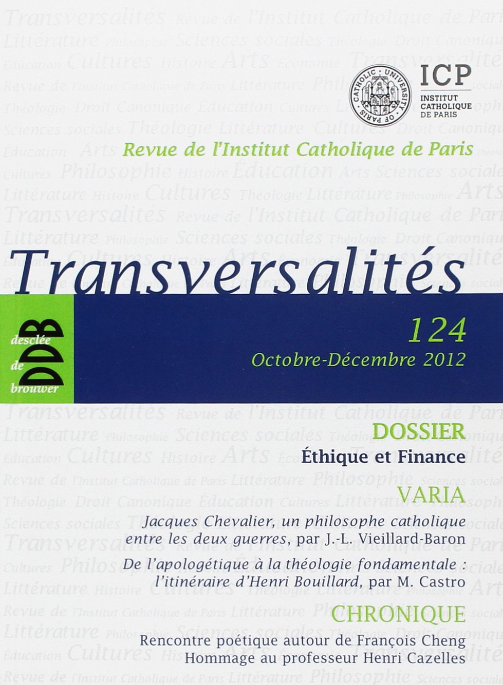 Transversalités, n° 124. Ethique et finance book