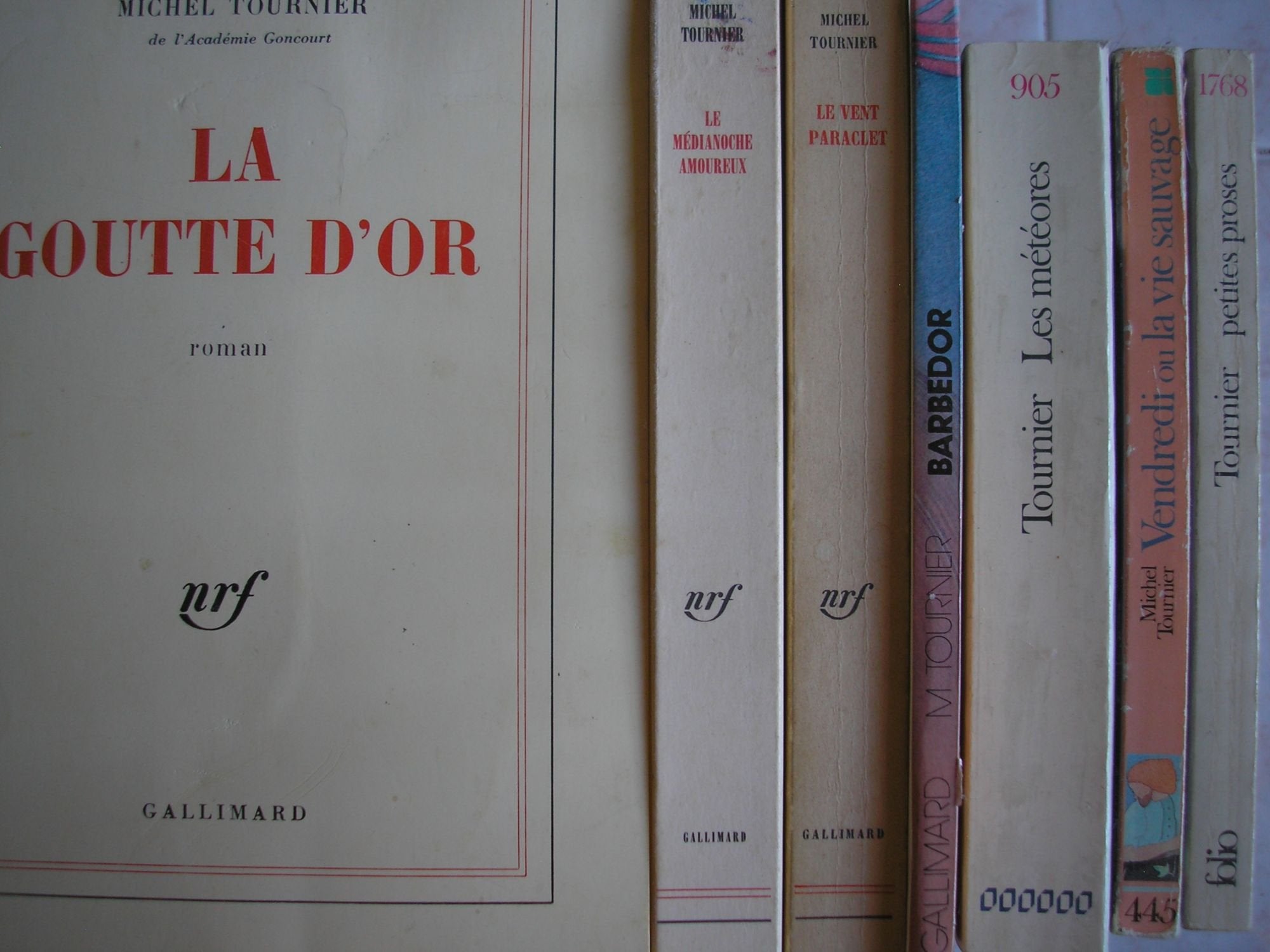 michel tournier - lot 7 livres : les météores - petites proses - vendredi ou la vie sauvage - le vent paraclet - barbedor - le médianoche amoureux - la goutte d'or (4 grand format et 3 poche) book